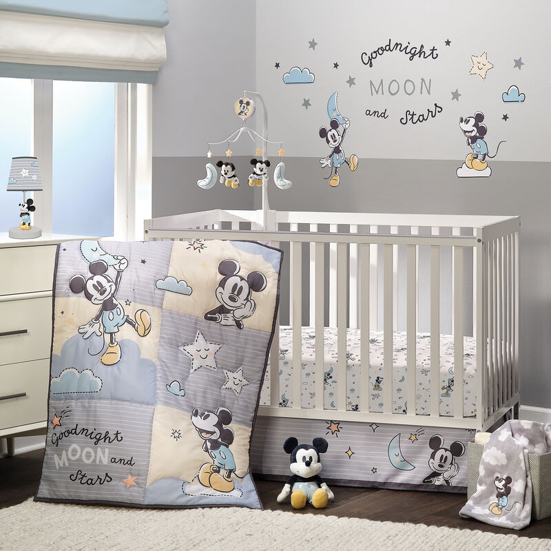 Lambs & Ivy Disney Baby Moonlight Mickey Mouse Gray Soft Fleece Baby Blanket