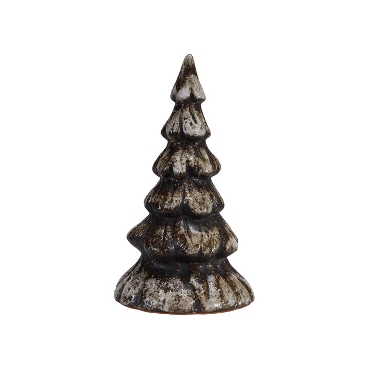 Stoneware Tree in Reactive Glaze, Matte Brown
