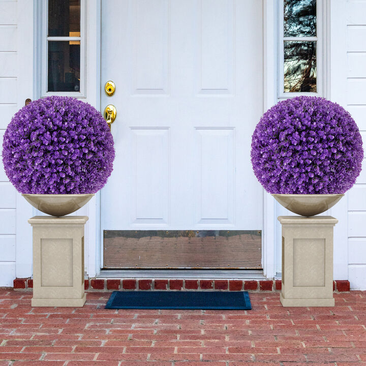 17.5" Faux Purple Eucalyptus Decorative Balls with 7-Layer Leaves for Backyard, Porch, Garden, and Wedding