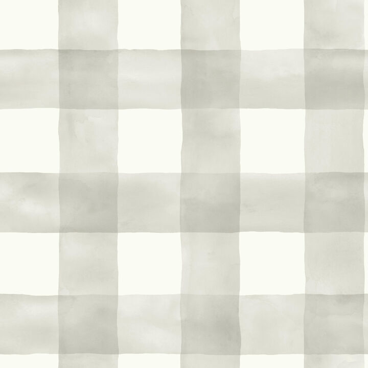 Watercolor Check Grey & White Wallpaper