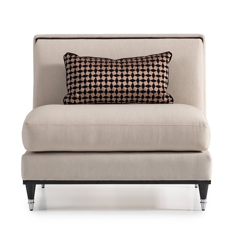 Michael Amini La Francaise Armless Accent Chair - Cafe au Lait/Black