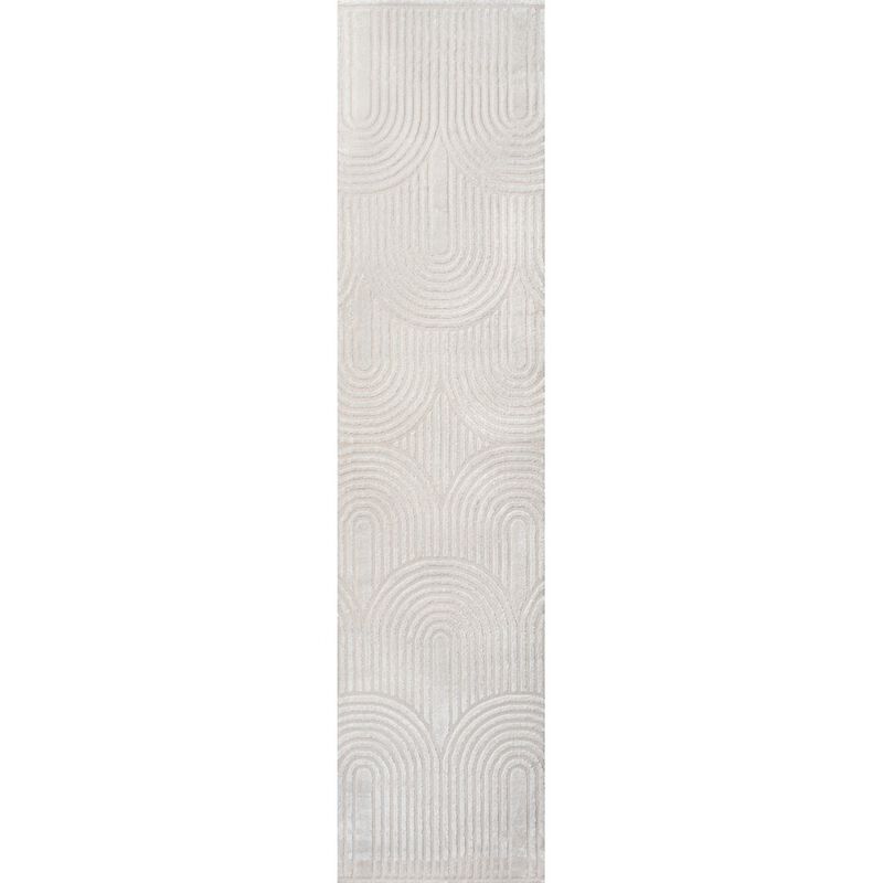 Ariana MidCentury Art Deco Striped Arches Two-Tone High-Low Area Rug