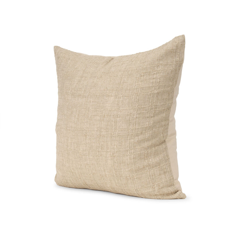 HomeRoots 22" Beige Cotton Blend Throw Pillow Cover with Texture image number 0