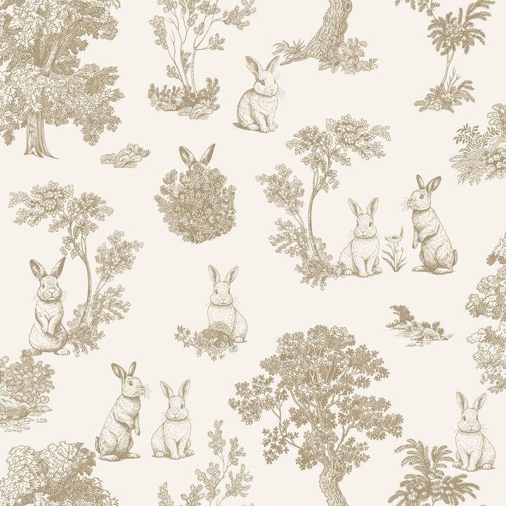 Cottontails Bunny Toile Wallpaper