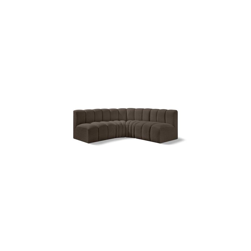 Meridian Furniture Arc Brown Boucle Fabric Modular Sofa