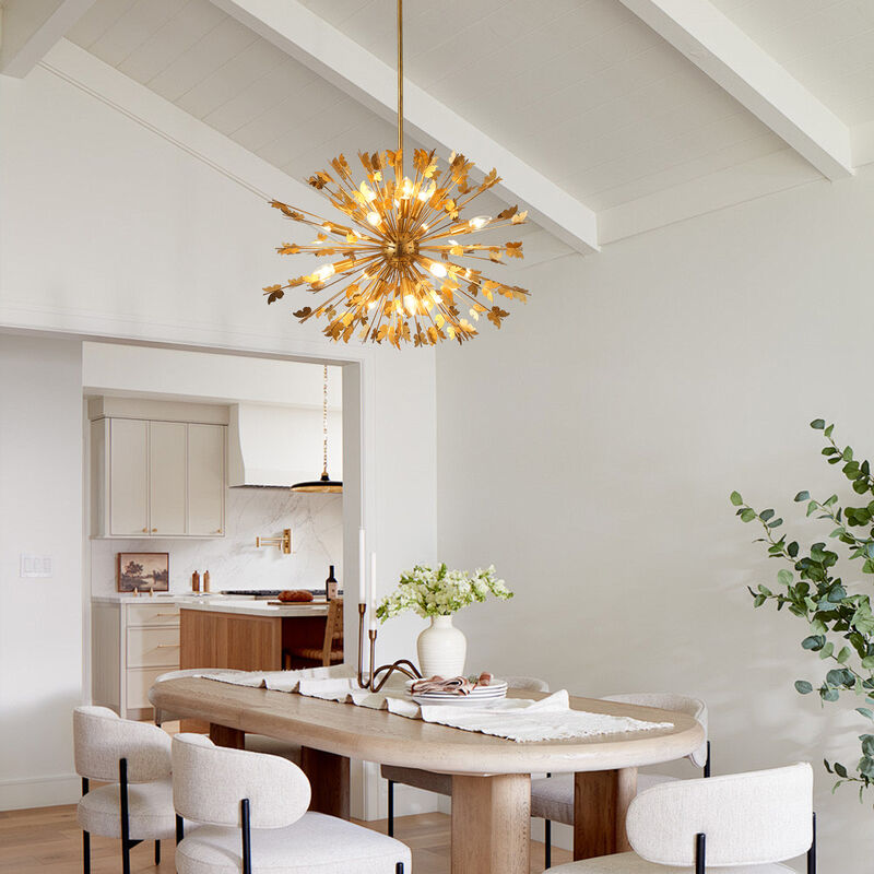 35 in. 14-Light Gold Butterfly Sputnik Sphere Distinctive Iron Chandelier