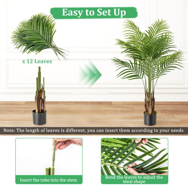 Hivvago 2 Pack 4.2 Feet Tall Artificial Palm Paradise Plant Large Fake Potted Tree