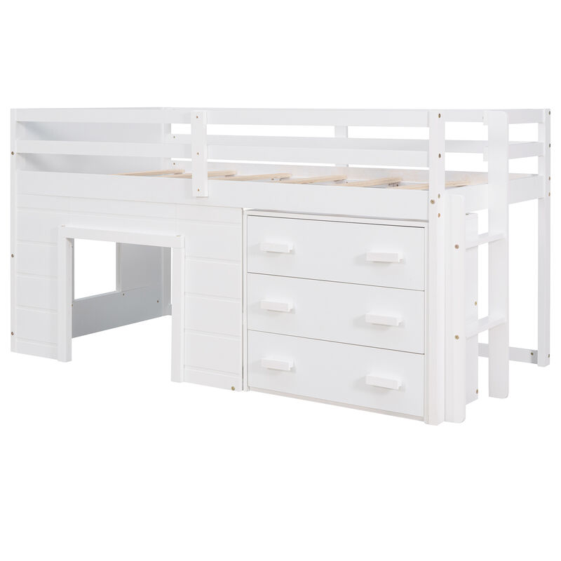 Merax Loft Bed with Cabinet and Shelf