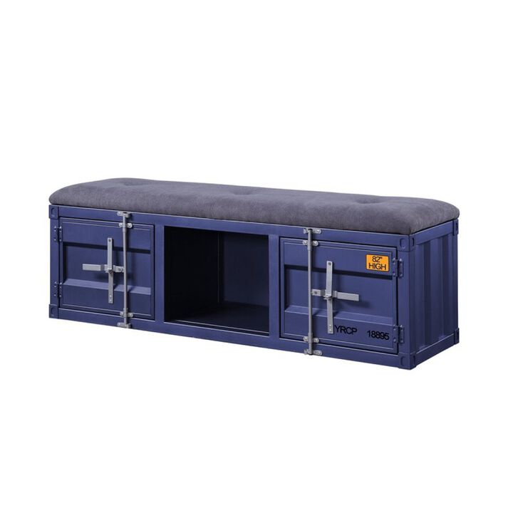 Cargo Bench (Storage), Gray Fabric & Blue