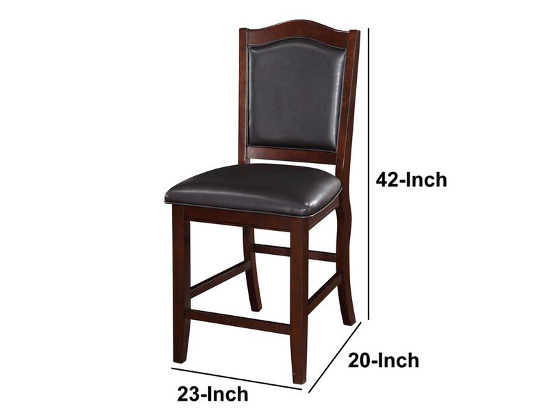 Wooden Armless High Chair, Espresso Brown & Black, Set of 2 - Benzara