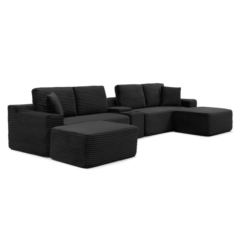 Krebro Oversized Corduroy Sectional Sofa image number 6