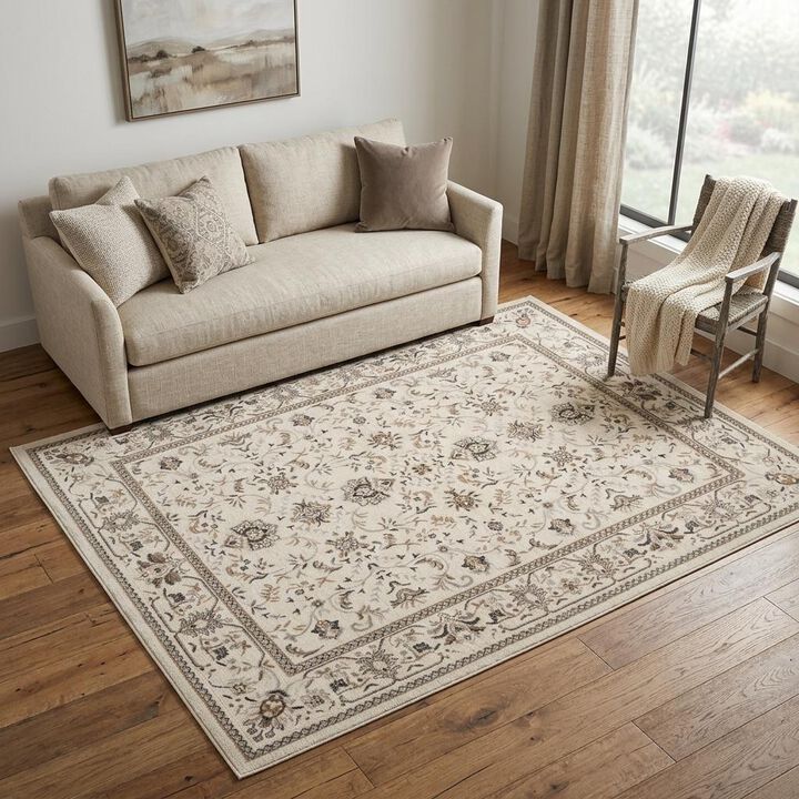 HomeRoots Floral Distressed Area Rug