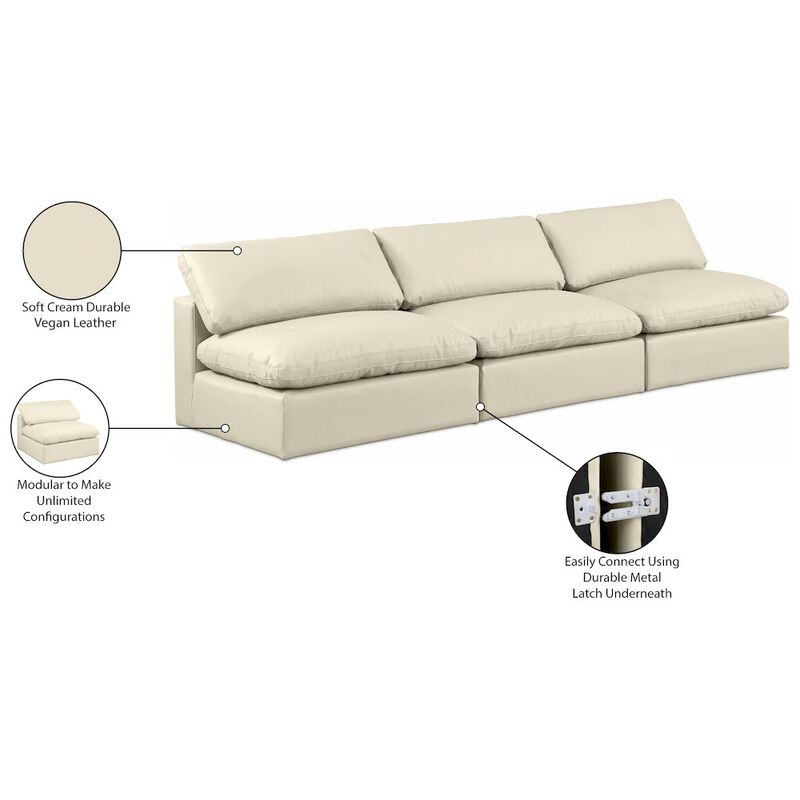 Meridian Furniture Comfy Cream Vegan Leather Modular Sofa