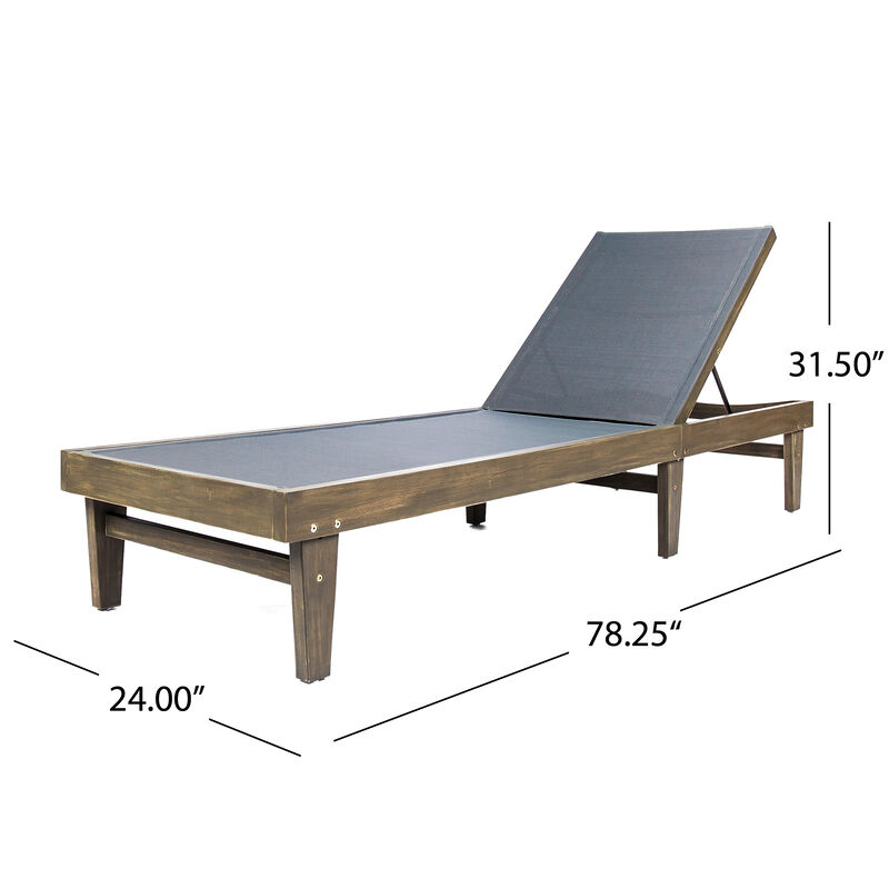 Merax Wood Frame Outdoor Mesh Chaise Lounge