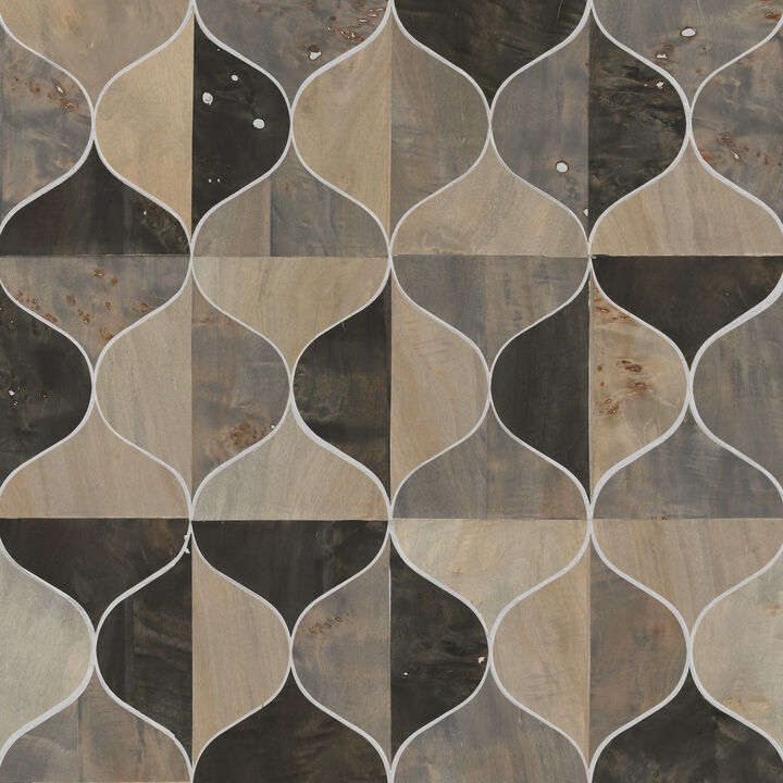 Burlwood Ogee Black & Taupe Wallpaper