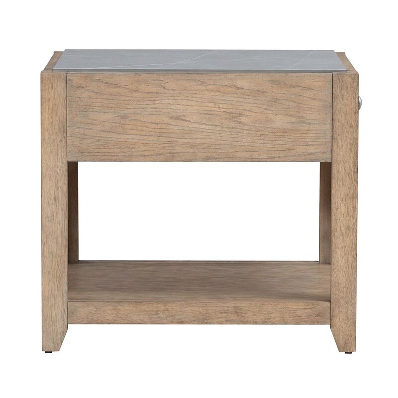 Liberty Furniture Millstone End Table with Unique Tile Top for Living Room - Nutmeg Oak Wood image number 1