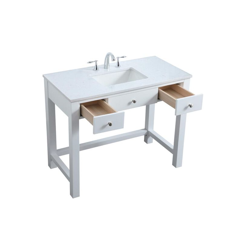 Elegant Kitchen and Bath 42 Inch ADA Compliant Bathroom Vanity In White