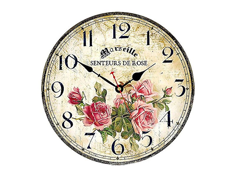 Clock 14 Inch Silent Non Ticking Quartz Movement Wood Wall Round Battery Indoor image number 0