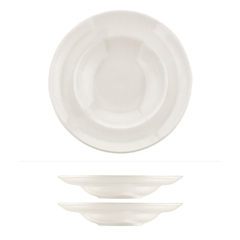 Gourmet dia.10.75" h:2.25" 16 oz. Round Warm White Porcelain Bowl (Set of 2)