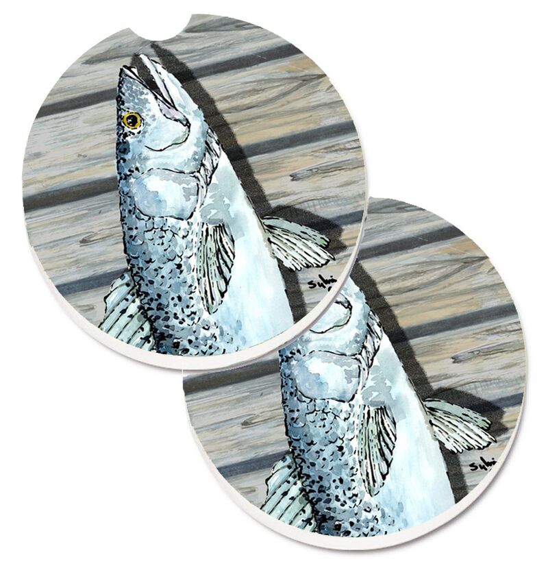 Caroline's Treasures Fish Speckled Trout Set of 2 Cup Holder Car Coasters 8494CARC, 2.56, Multicolor