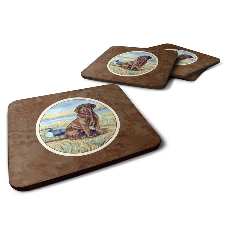 Caroline's Treasures 7090FC Chocolate Labrador Puppy Foam Coasters (Set of 4), 3.5, Multicolor image number 0