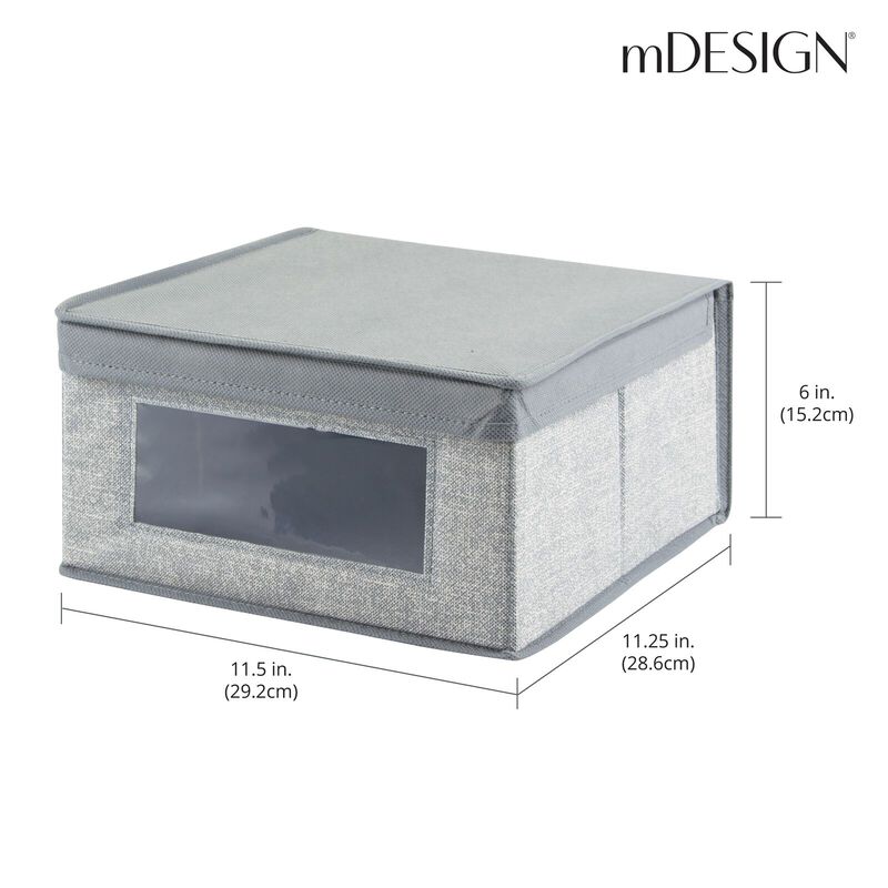 mDesign Medium Fabric Closet Storage Box, Front Window/Lid, 6 Pack, Black/Cream image number 5