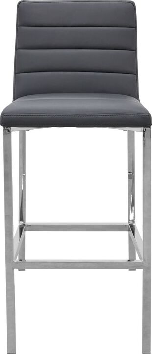 Amalfi Metal Back Bar Stool in Cobalt Leather - Set of 2