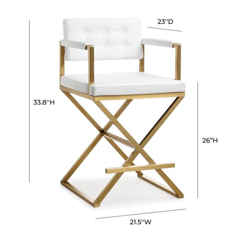Tov Furniture Director Steel Counter Stool, Standard, White image number 2