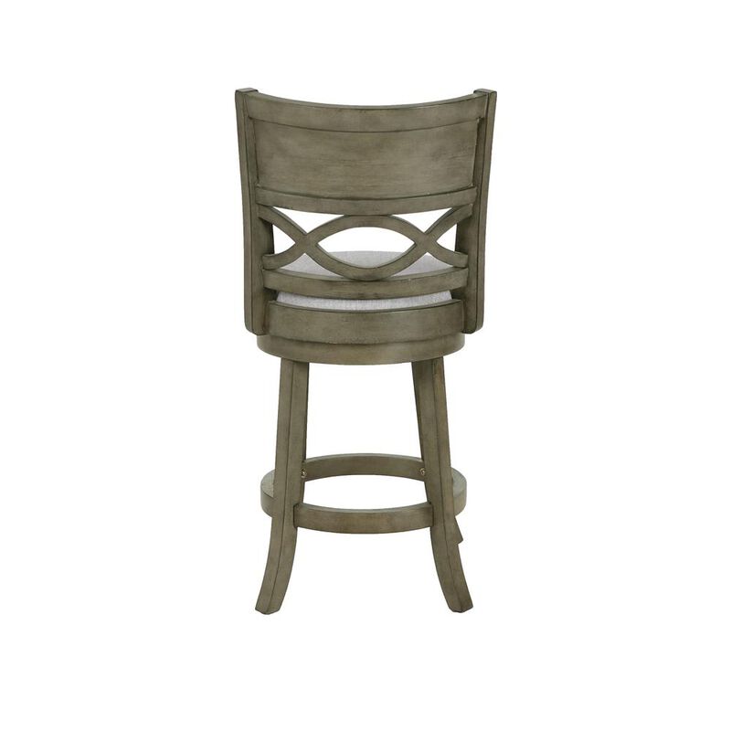 New Classic Furniture New Classic Manchester Gray Wood Swivel Counter Stool w/ Fabric Seat (Set of 2)