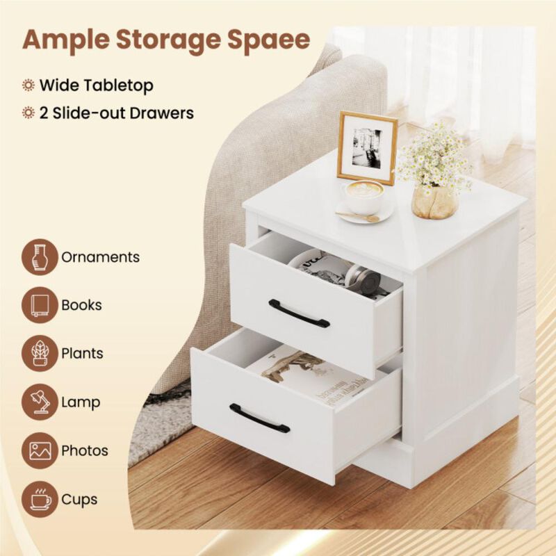 Hivvago Wood Compact Floor Nightstand with Storage Drawers