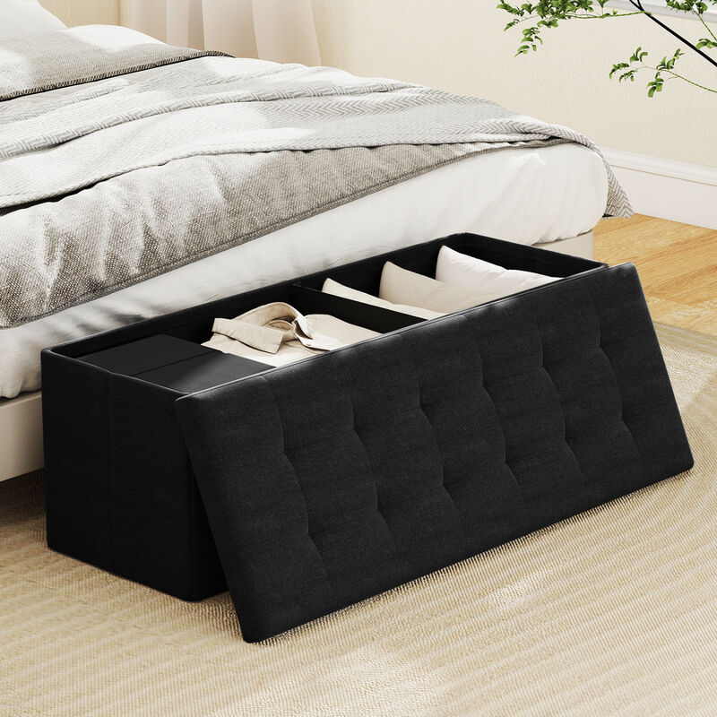 43 Inch Folding Ottoman Bench with Storage and Padded Seat image number 4