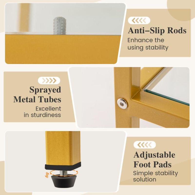 Hivvago 58 Inch TV Console Table with Tempered Glass Shelves for Living Room