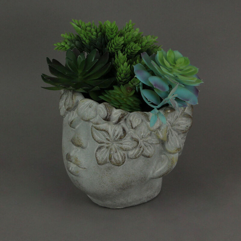 Pucker Up Concrete Head Kissing Face Mini Decor Succulent Planter 7 Inch Tall image number 4