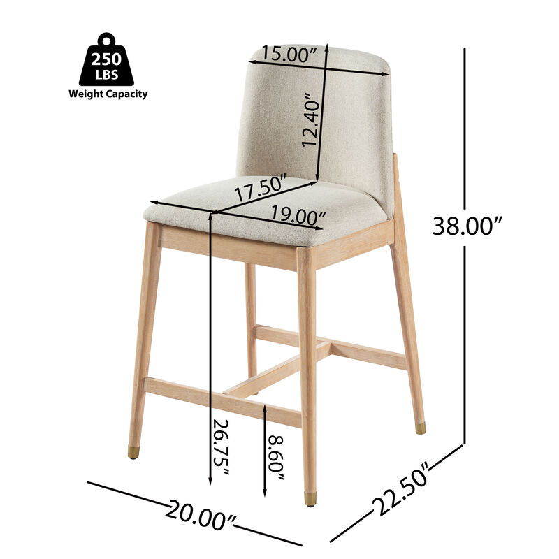 Christopher Knight Home Alexandra Farmhouse Rubberwood Upholstered Counter Stools with Curved Backrest (Set of 4) image number 2