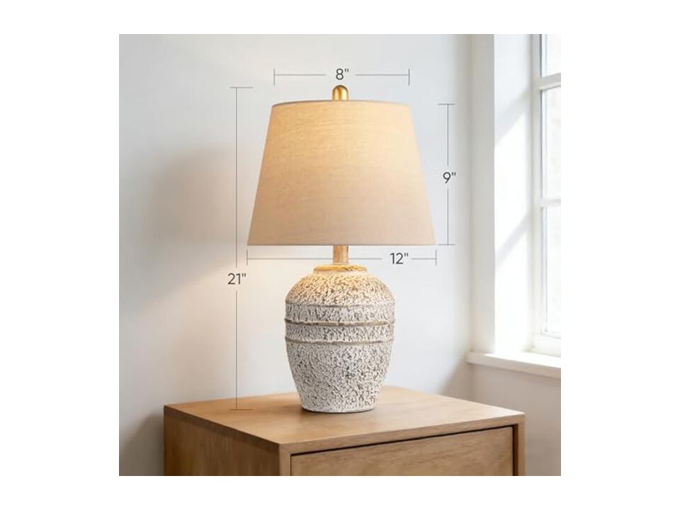 Farmhouse Modern Rustic Ceramic Linen Bedside Lamp For Living Room Bedroom