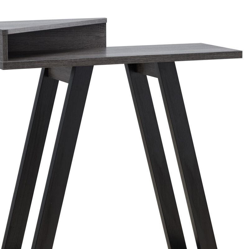 Baki 38 Inch Modern Wood Side Console Table, Corner Compartment, Black