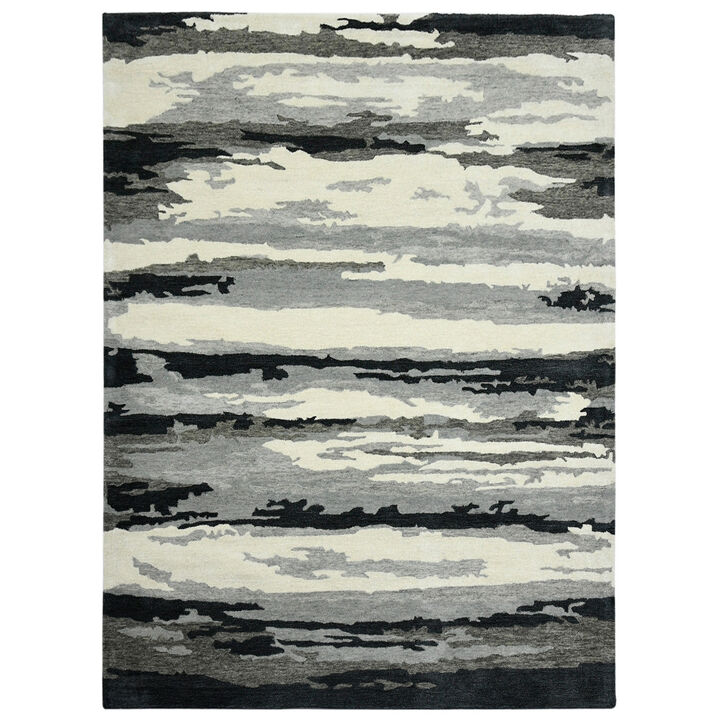 HomeRoots Wool Abstract Hand Tufted Area Rug