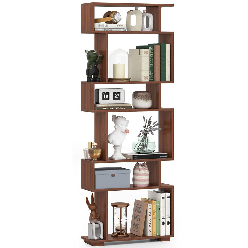 Vertical 6-Tier Bookshelf with Anti-Tipping Kits &ndash; Geometric Storage for Office