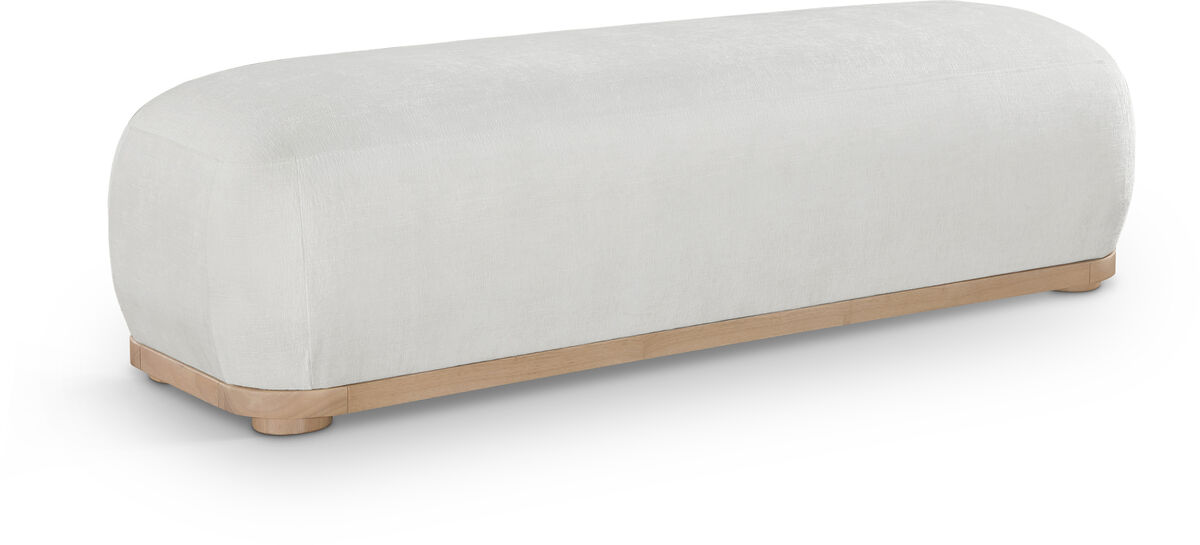Meridian Furniture Calum Cream Chenille Fabric Bench