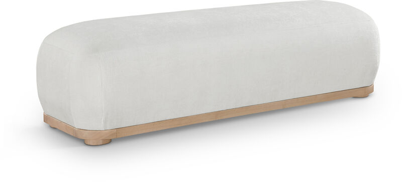 Meridian Furniture Calum Cream Chenille Fabric Bench