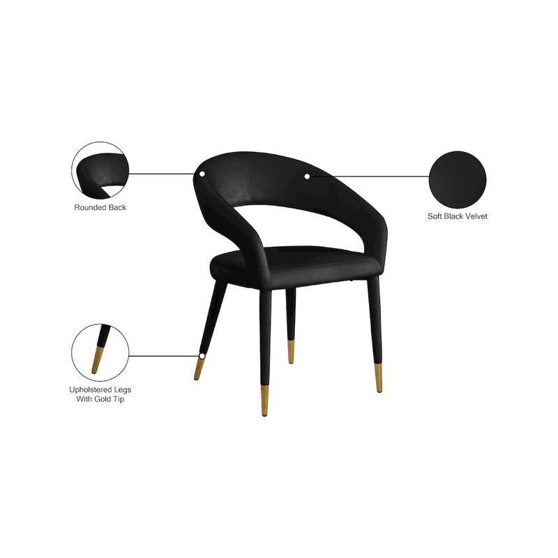 Meridian Furniture Destiny Black Velvet Dining Chair