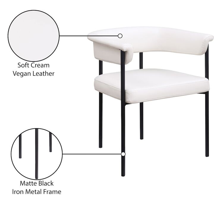 Meridian Furniture Malin Cream Vegan Leather Dining Chair, Set of 2