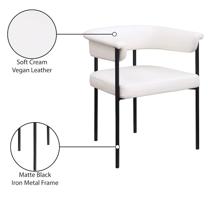 Meridian Furniture Malin Cream Vegan Leather Dining Chair, Set of 2