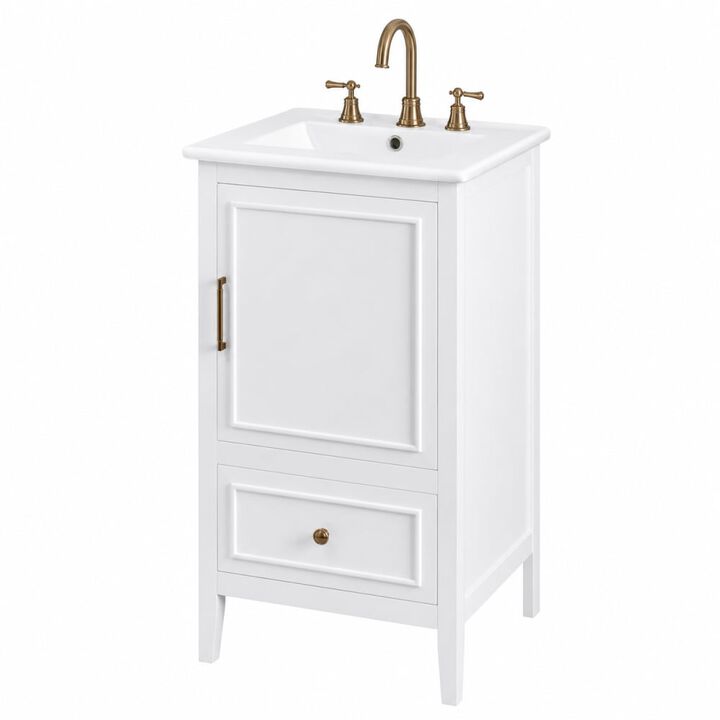 ELEMENT ACE Freestanding 20 Inch Bathroom Vanity with Ceramic Sink, Soft Closing Door, Drawer, and Built-In Storage Rack