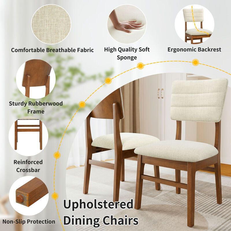 Whisen 4-Piece 16.9inch Upholstered Dining Chairs, Solid Rubber Wood Foam Mid-Century Modern for Kitchen Dining Room image number 4