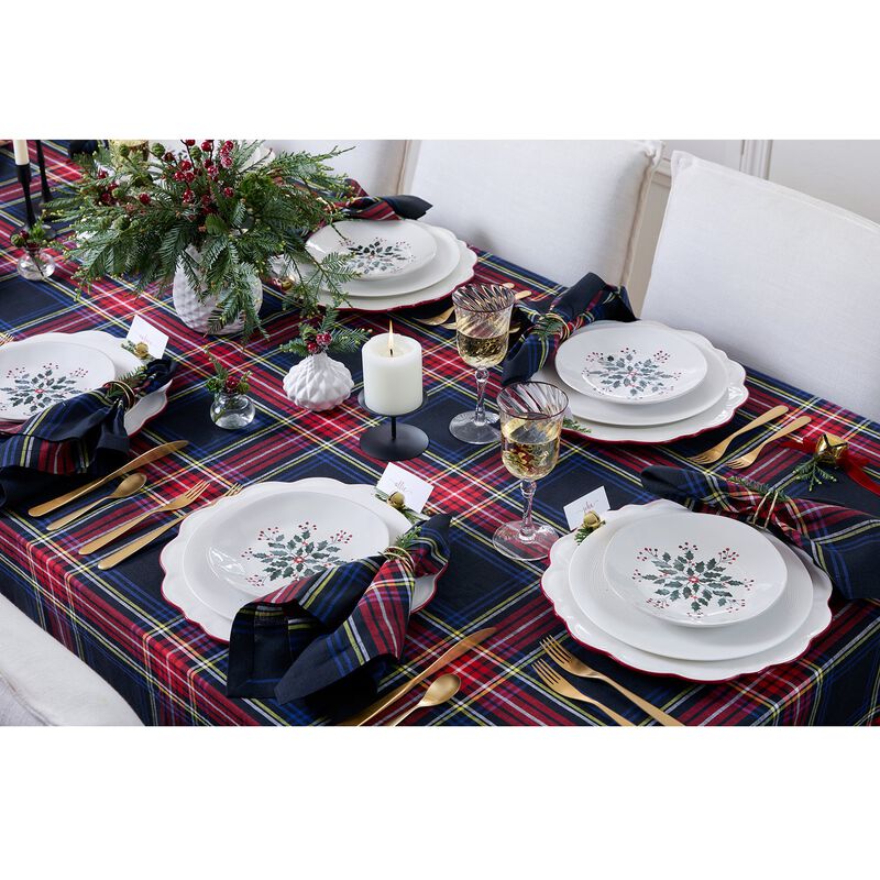 Solino Home Stewart Plaid 100% Linen Table Throw &ndash; Handcrafted, Machine Washable, Perfect for Holiday and Everyday Dining
