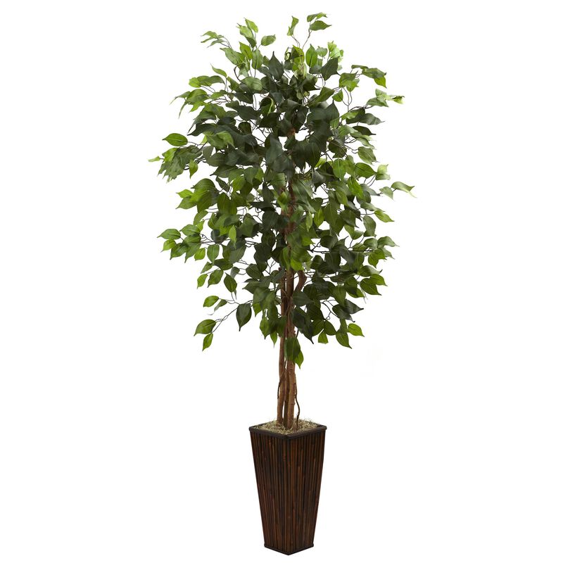 Hivvago 5.5 Feet Ficus Tree w/Bamboo Planter