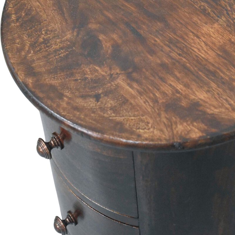 Artisan Furniture Solid Wood California Walnut Drum 3 Drawer Chest , Brown image number 4