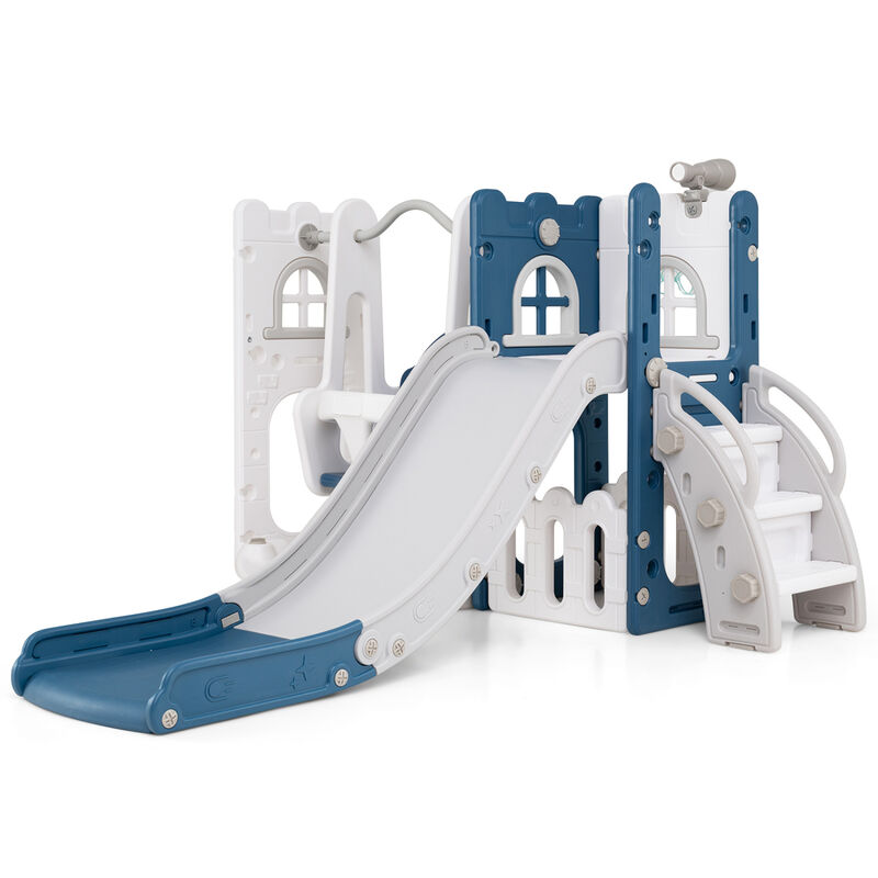 7-in-1 Toddler Swing and Slide Set with Ladder and Basketball Hoop image number 5