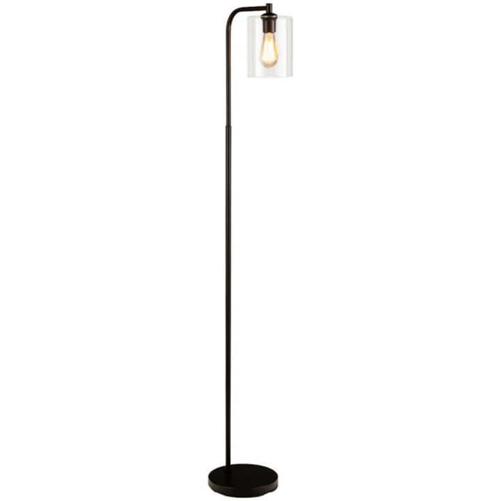 Hivvago Industrial Floor Lamp with Glass Shade-Black